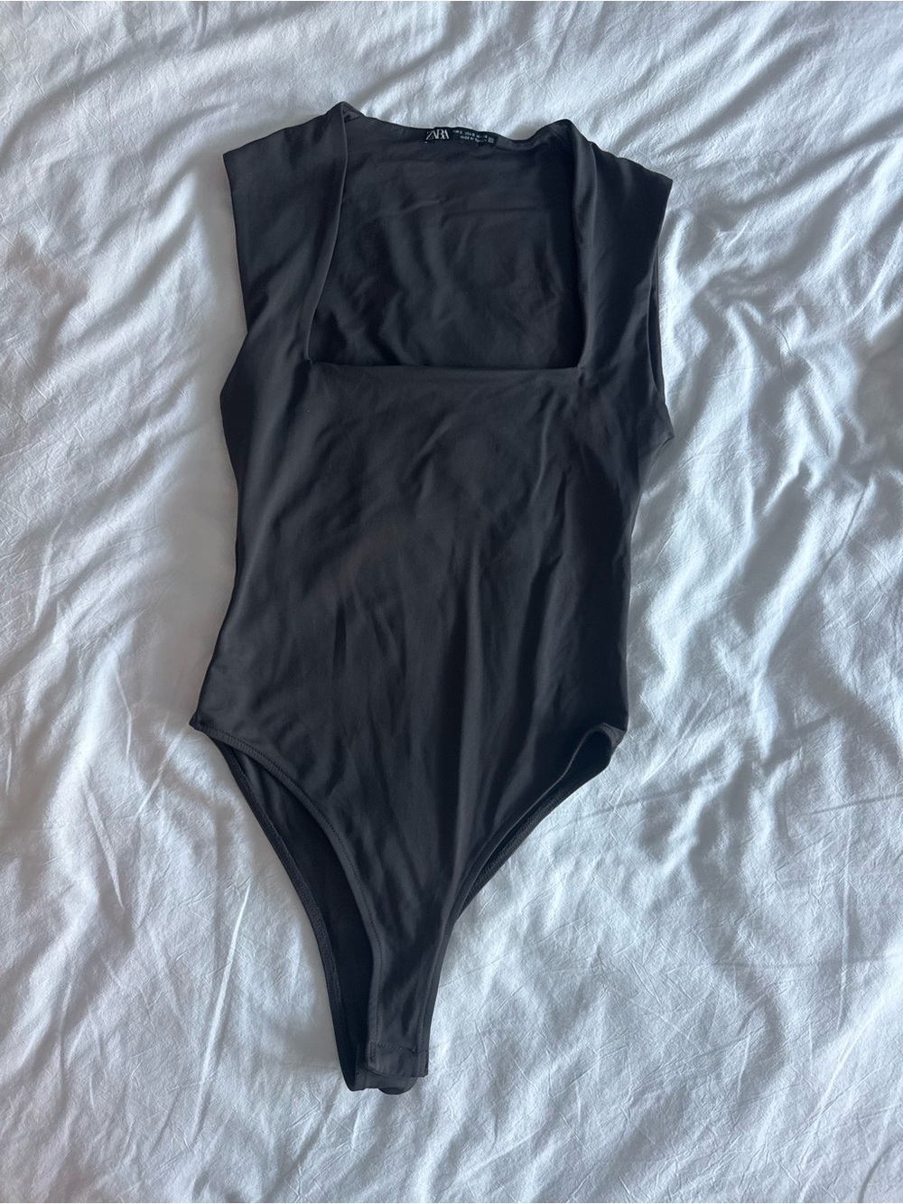Zara Black Square-Neck Bodysuit